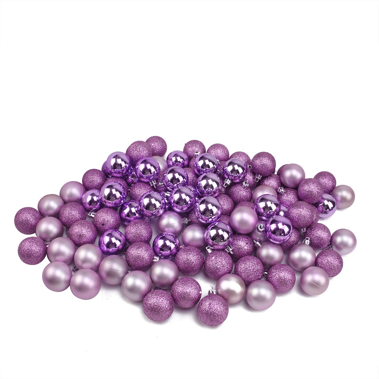 Northlight Shatterproof 4-Finish Christmas Ball Ornaments - 1.5" (40mm) - Lilac Purple - 96ct